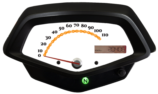 Speedometer faceplate bike chain line